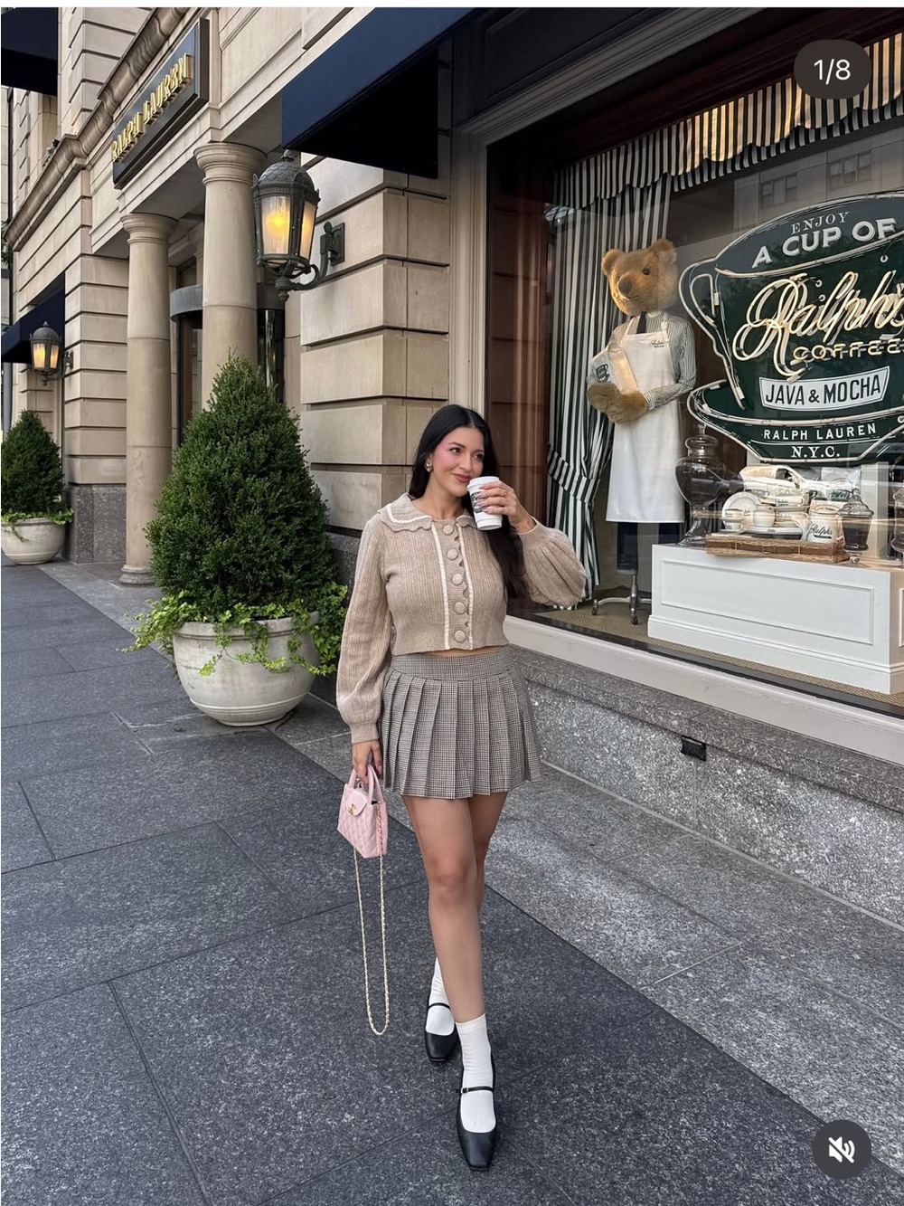 Altar’d State brown and tan pleated mini skirt
